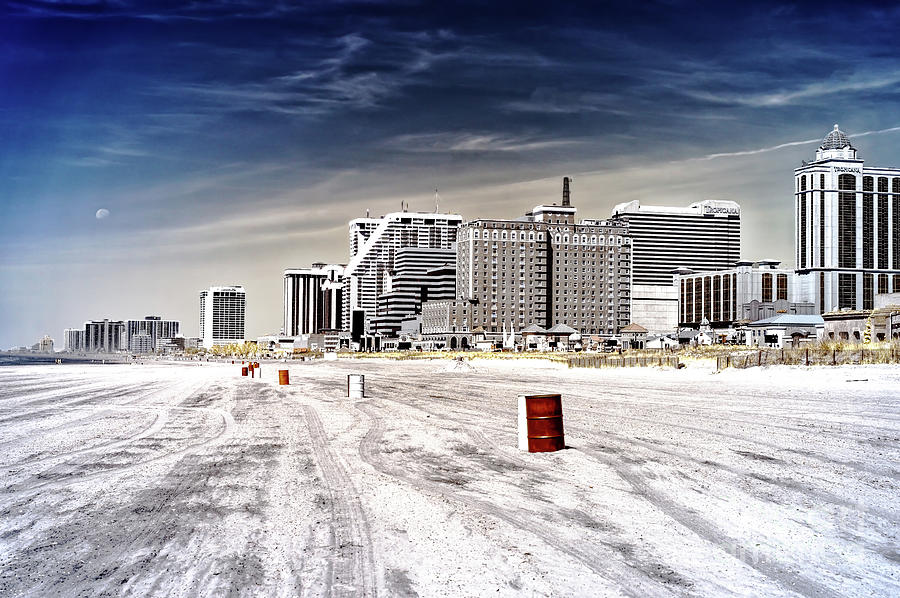 Architecture Photograph - Empty Atlantic City Beach Infrared by John Rizzuto