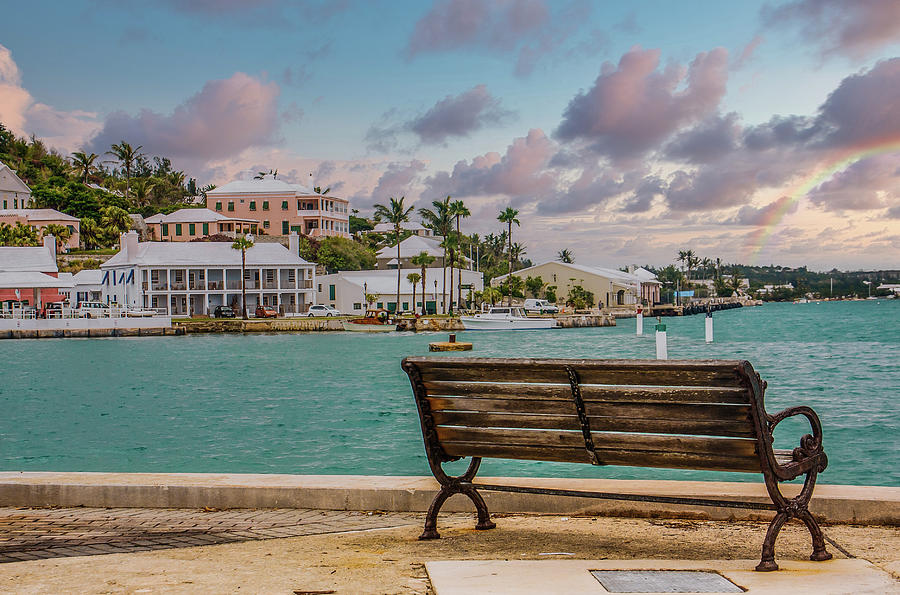 Empty Bench Looking at Bermuda Bay Photograph by Darryl Brooks