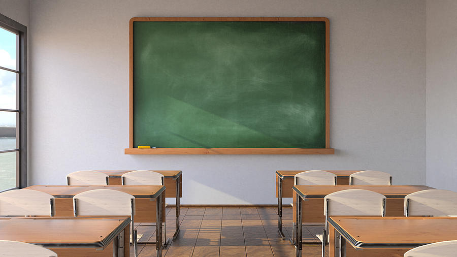 Empty classroom, pandemic concept Photograph by Nurulanga