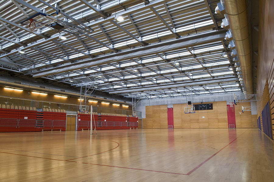Empty Red Sports Hall with Metal Roof Photograph by Pavliha Empty Red Sports Hall with Metal Roof Photograph by Pavliha