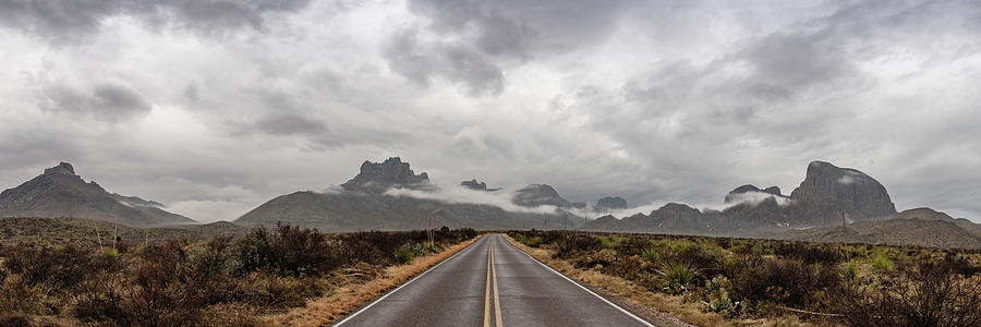 Empty Road and Chisos Mountains Panorama Photograph by Kelly VanDellen
