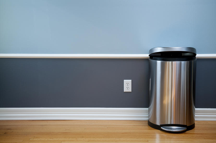 Empty Room With Modern Trash Can Photograph by Spiderstock