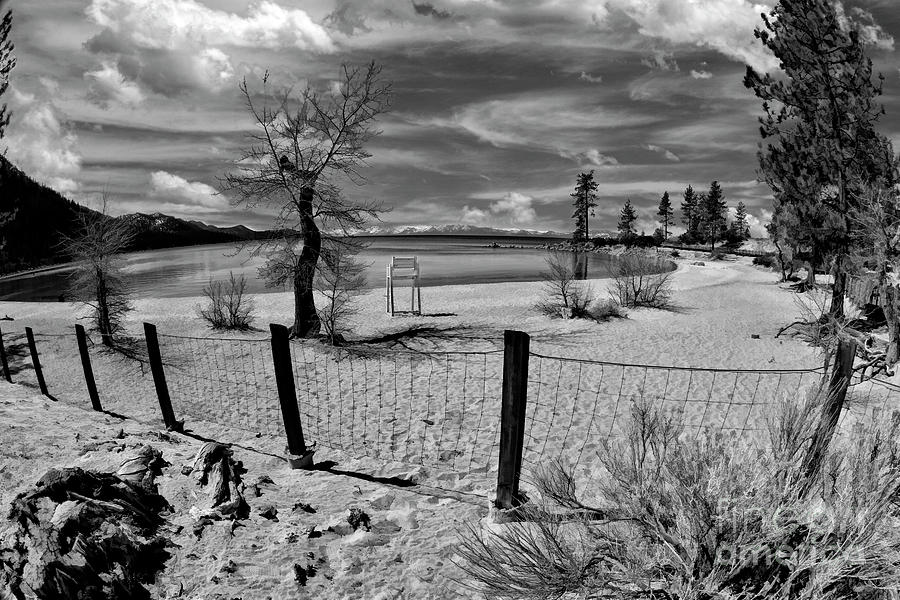 Empty Sand Harbor Lake Tahoe Nevada Black And White Photograph by Blake Richards