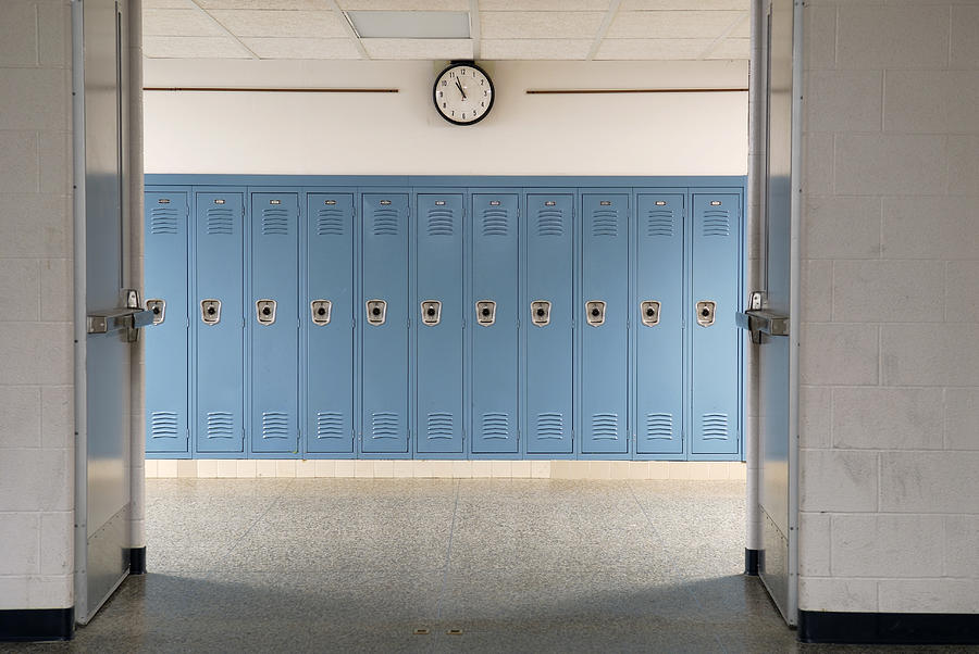 Empty school hallway and lockers Photograph by Groveb