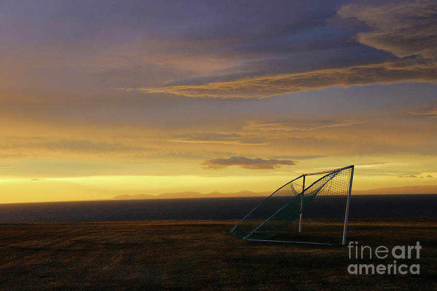 Sunset Photograph - Empty Soccer Field With Midnight Sun by Shanna Vincent