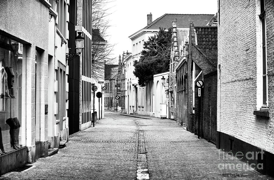 Empty Street in Bruges Belgium Photograph by John Rizzuto