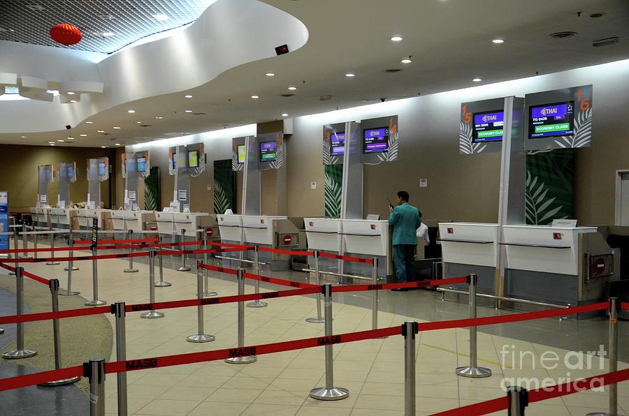Empty Thai Air And Other Airline Check In Counters At Penang International Airport Malaysia Photograph