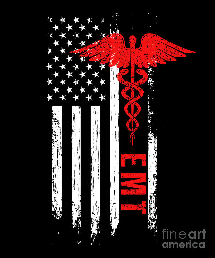 EMT USA Flag America Paramedic Caduceus Nurse Doctor Ambulance Gift by  Thomas Larch