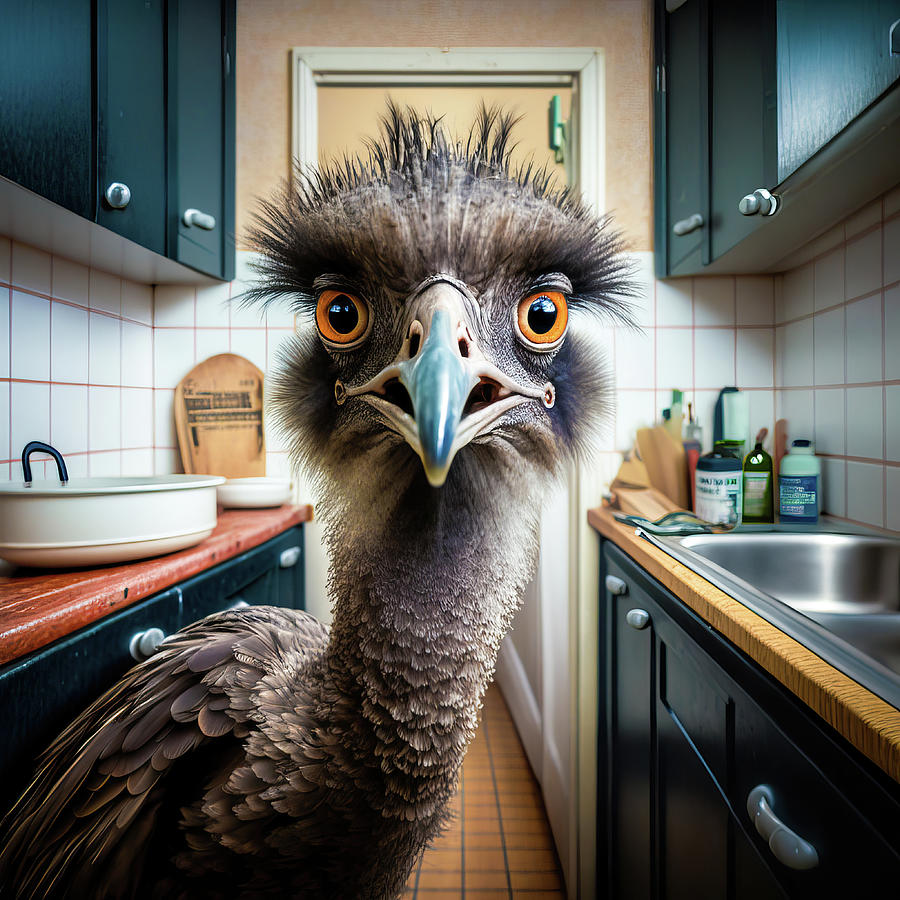 Emu in the Kitchen 01 Digital Art by Matthias Hauser