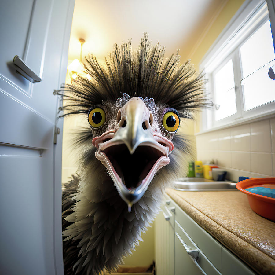 Emu in the Kitchen 02 Digital Art by Matthias Hauser