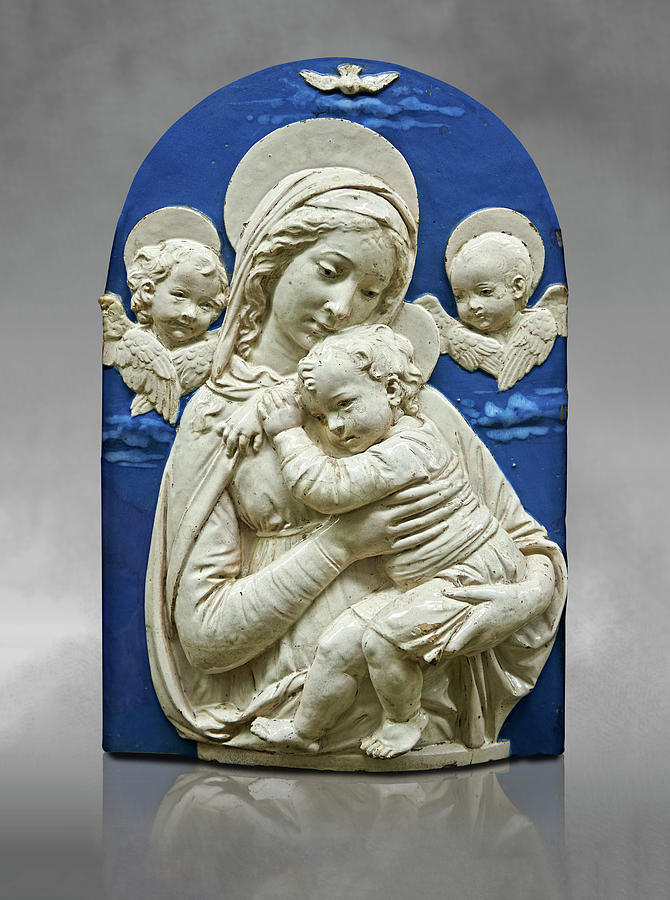 Enamelled terracotta relief panel of the Virgin and Child- c 1399 Relief by Paul E Williams