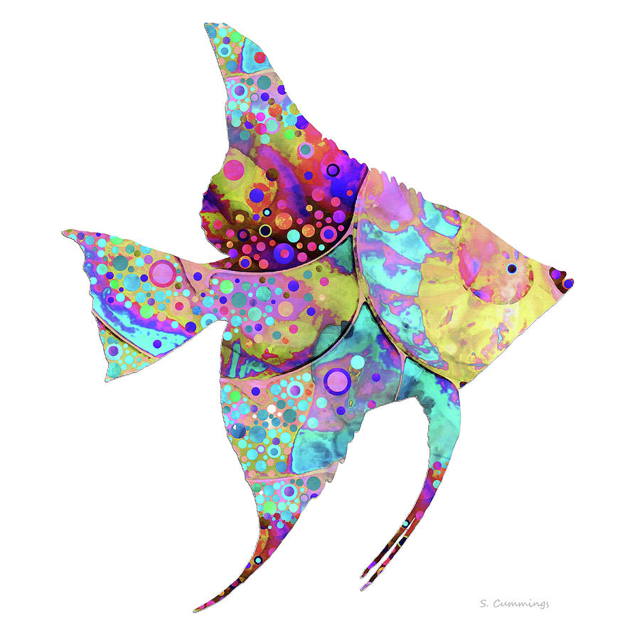 Enchanted Angel Fish Tropical Beach Art Painting by Sharon Cummings