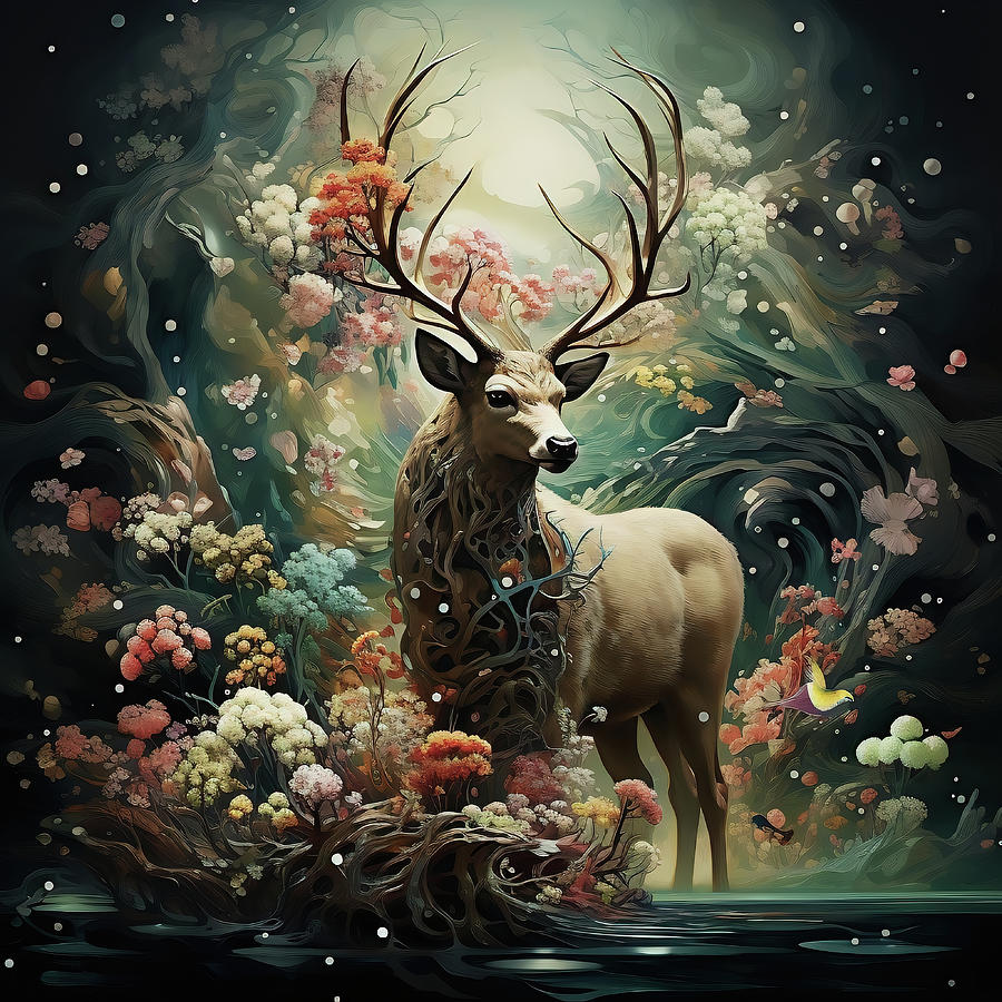 Enchanted Buck Digital Art by Robert Knight