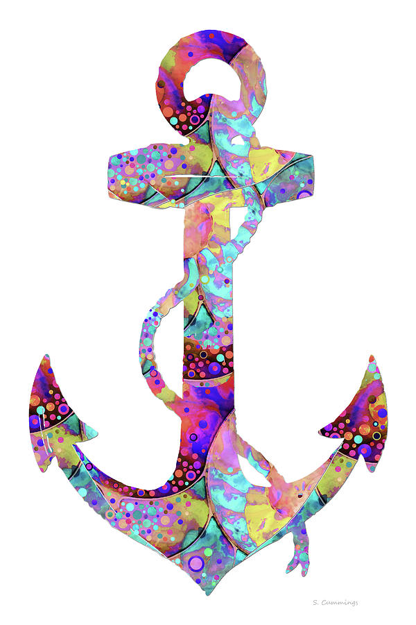 Enchanted Colorful Nautical Anchor Art Painting by Sharon Cummings