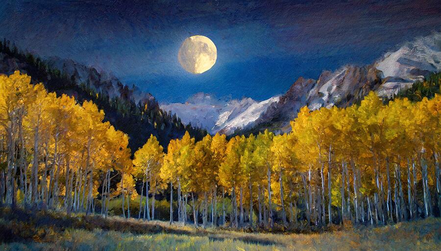 Enchanted Evening in Colorado Aspens Mixed Media by Susan Rydberg