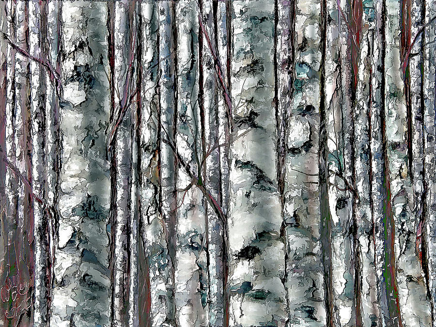 Enchanted Forest  Monochromatic Painting Painting by Lena Owens - OLena Art Vibrant Palette Knife and Graphic Design
