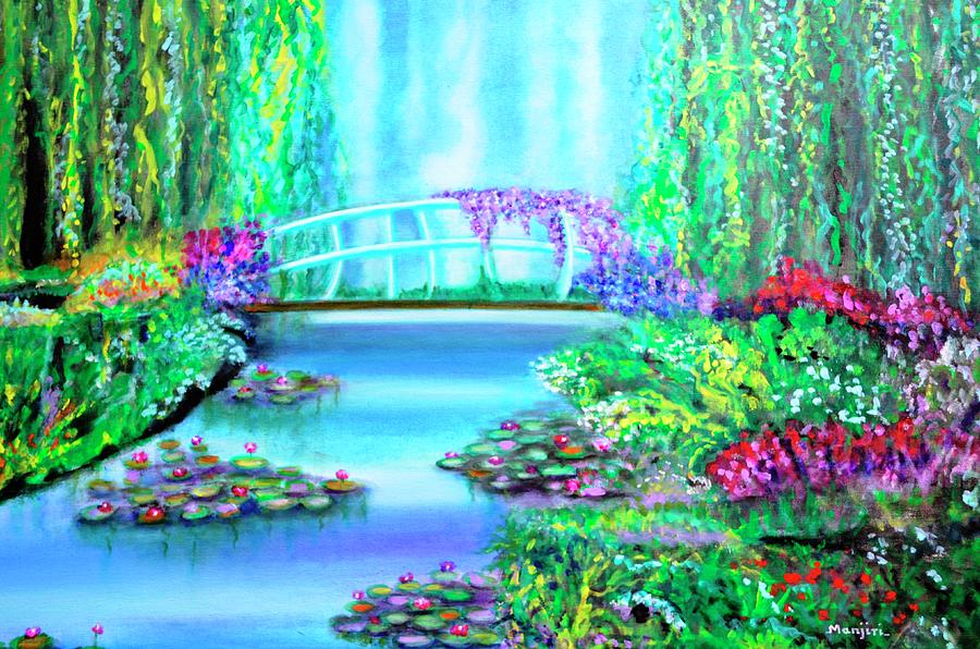 Enchanted Garden of Giverny inspired by Monet  Painting by Manjiri Kanvinde