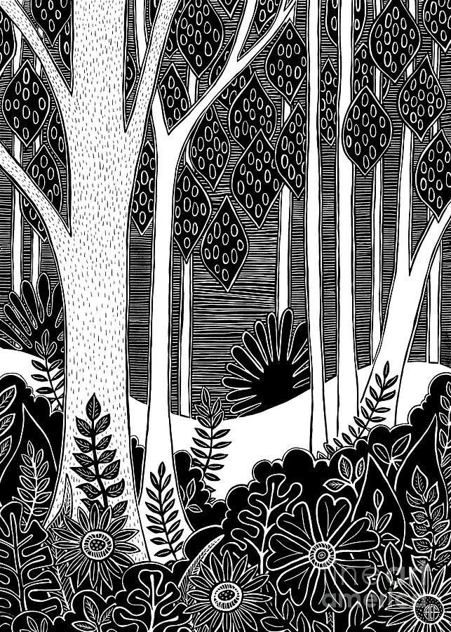 Enchanted Landscape Ink 1  Drawing by Amy E Fraser