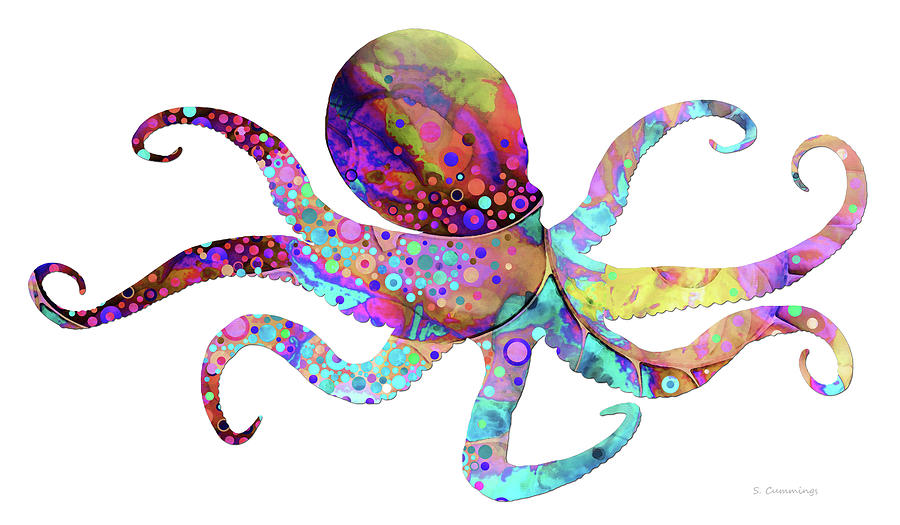 Enchanted Long Octopus Art Painting by Sharon Cummings