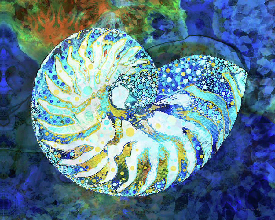 Enchanted Nautilus Shell Art Painting by Sharon Cummings