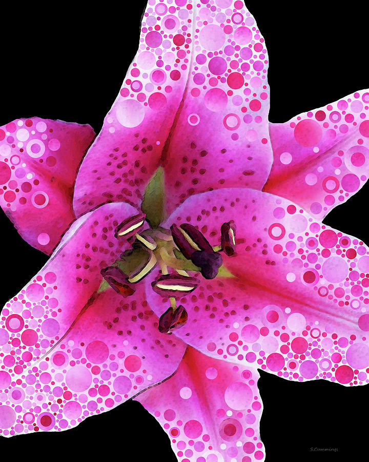 Enchanted Pink Lily Flower Art Painting by Sharon Cummings