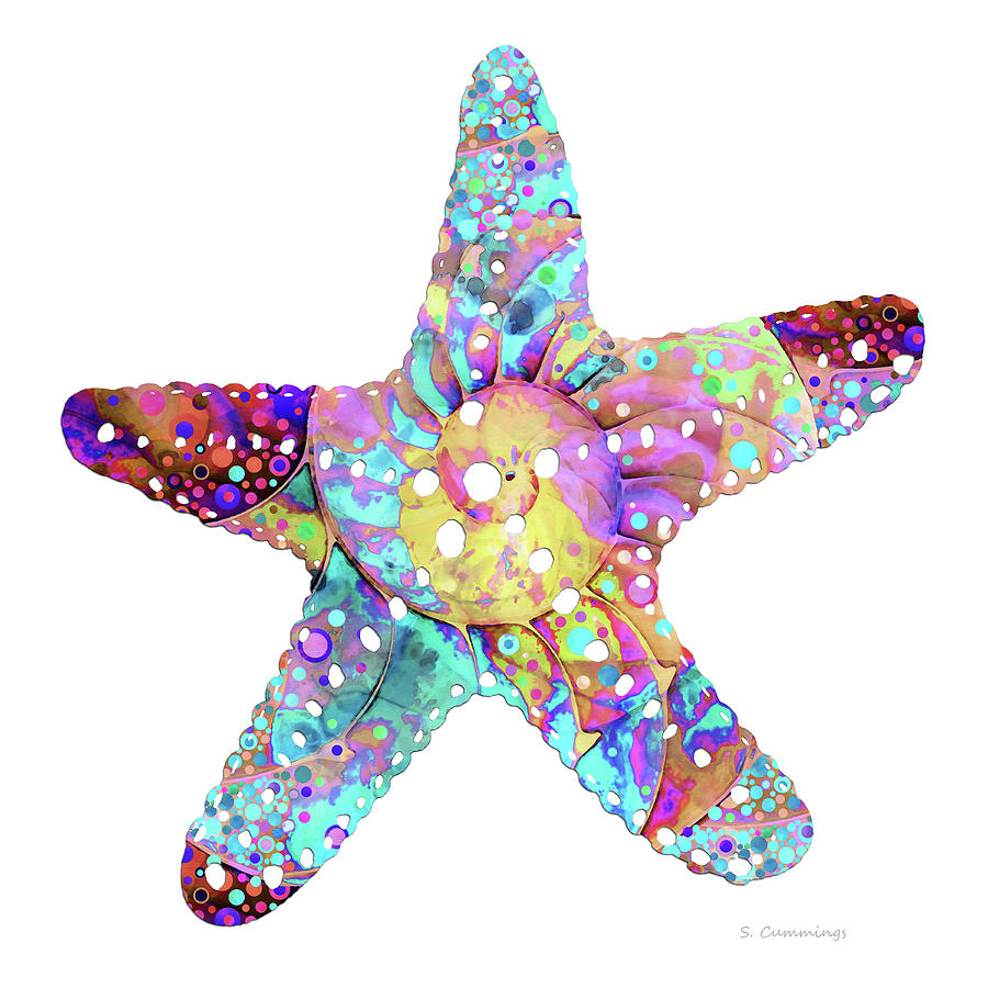 Enchanted Starfish Bright Color Art Painting by Sharon Cummings