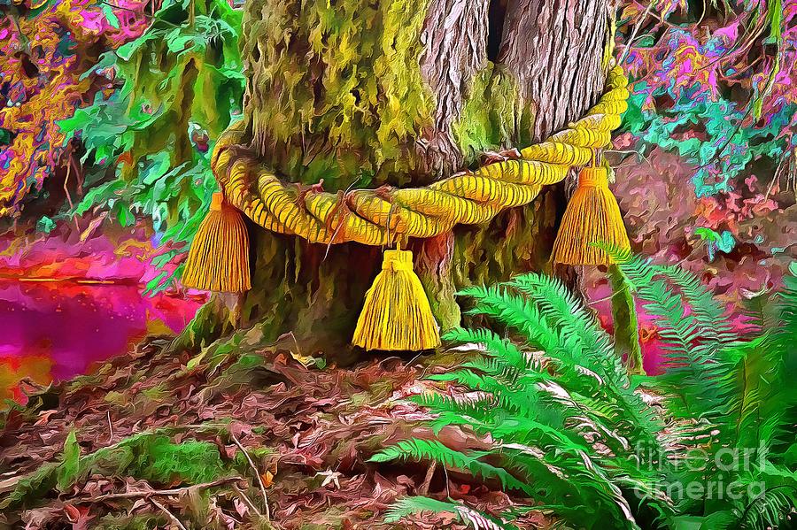 Enchanted Tree with Sacred Shimenewa Ropes Photograph by Sea Change Vibes