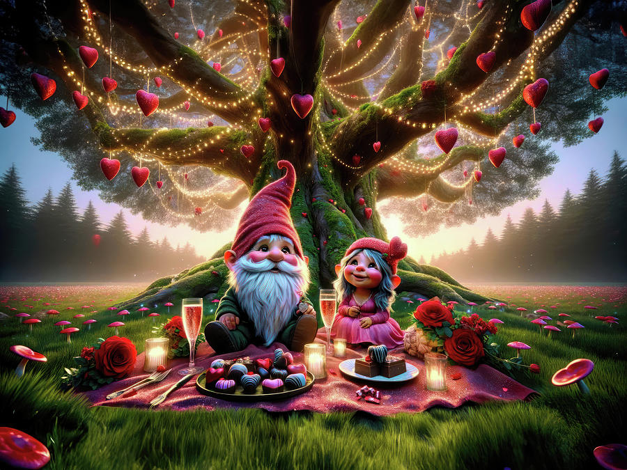 Enchanted Valentines Eve in the Whimsical Woodlands Digital Art by Bill and Linda Tiepelman