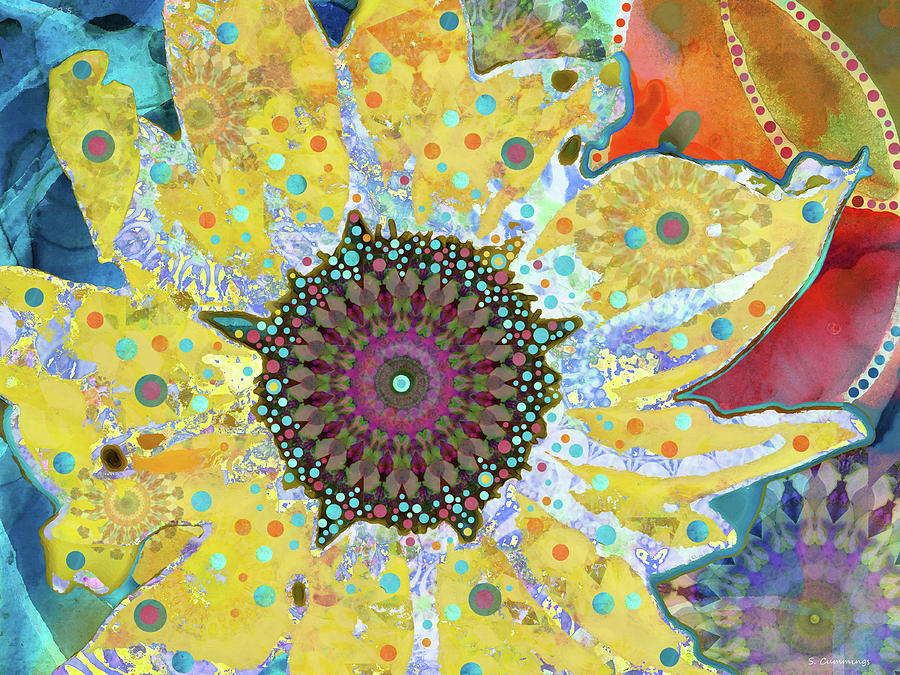Enchanted Yellow Flower Art Painting by Sharon Cummings