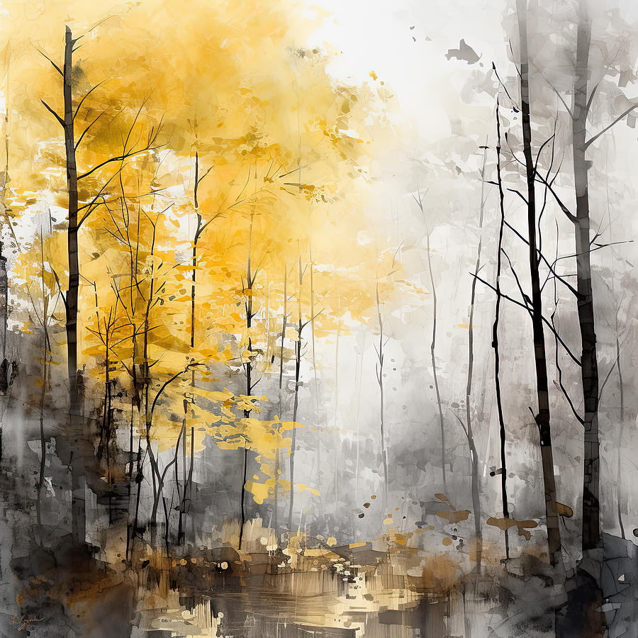Enchanting Autumn Forest Painting by Lourry Legarde