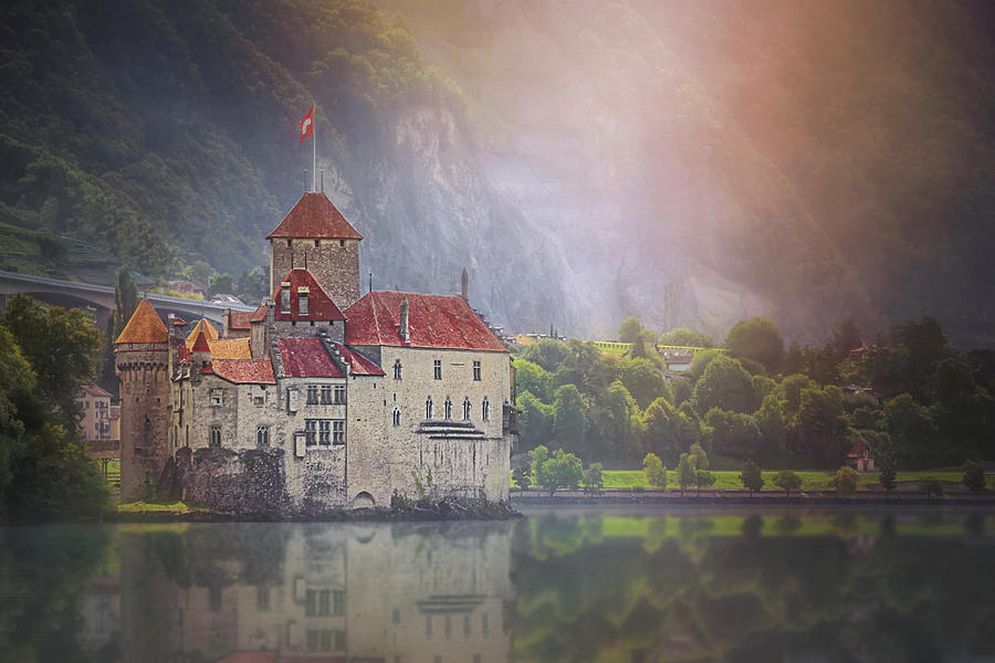 Castle Photograph - Enchanting Chateau de Chillon Montreux Switzerland  by Carol Japp