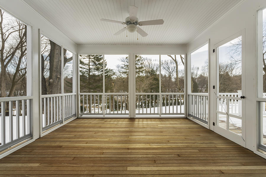 Enclosed residential deck with closed door Photograph by David Papazian