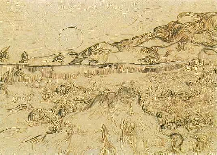 Enclosed Wheat Field with Reaper - Vincent van Gogh Painting by Vincent ...