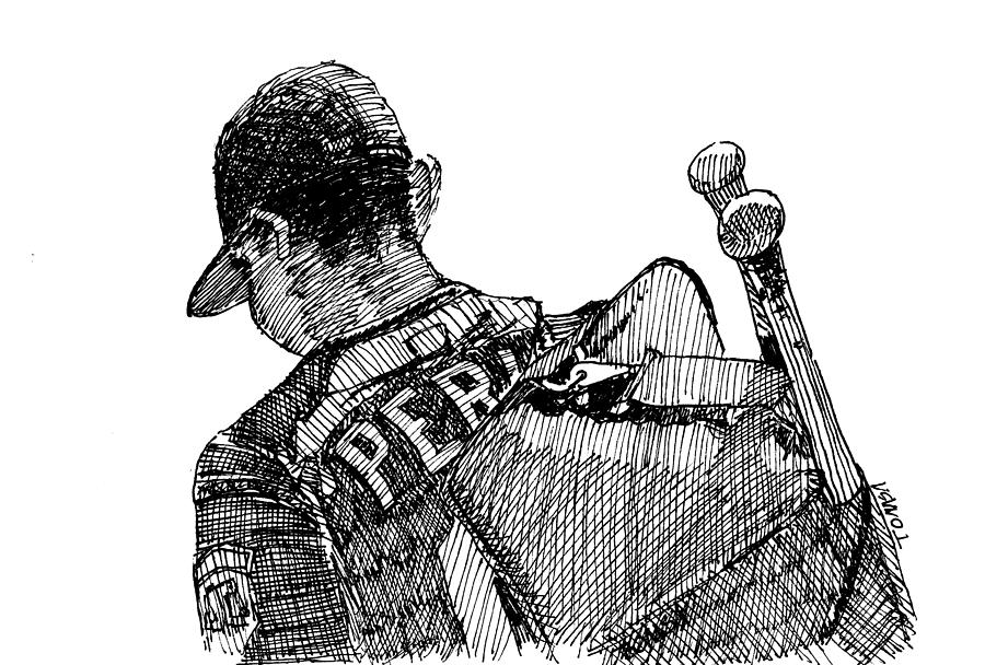 Baseball End of Batting Practice Drawing by Bill Tomsa