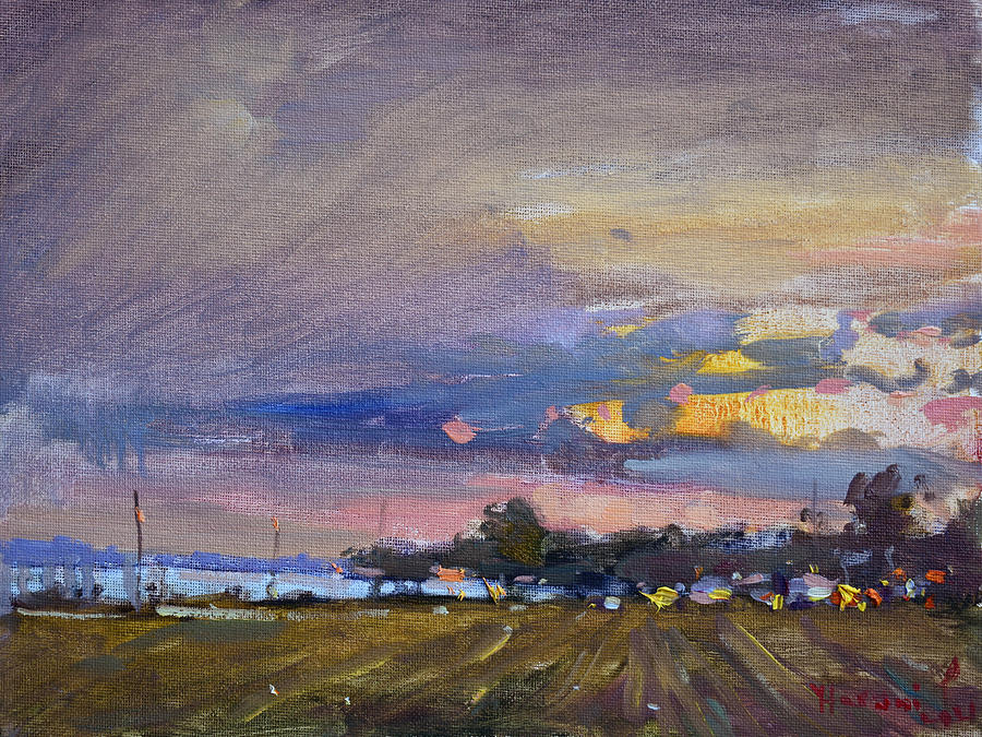 End of Day at Gratwick Park 2 Painting by Ylli Haruni