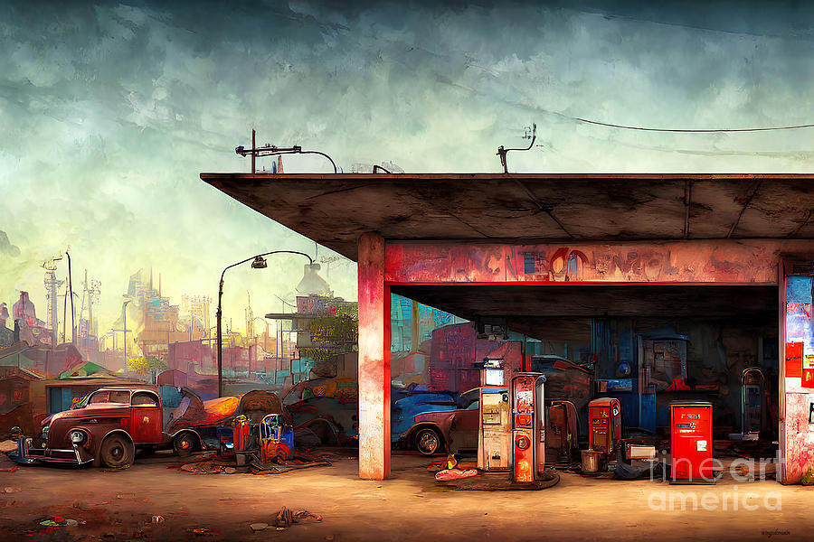 End Of The Road Gas Station Backroads USA 20221114a Mixed Media by ...