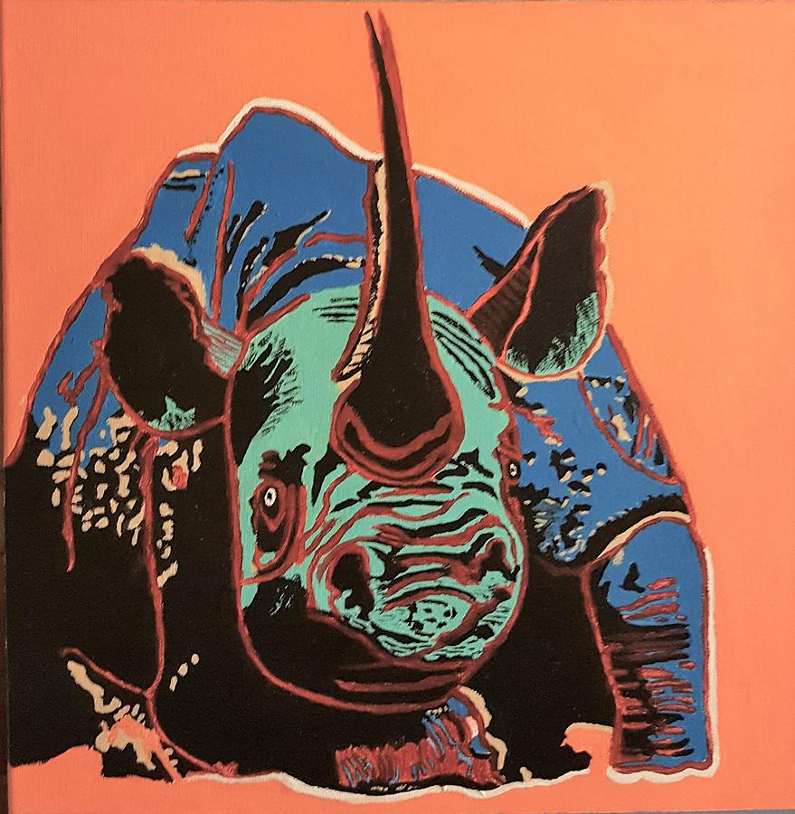 Endangered Black Rhino Painting by Ralph Root