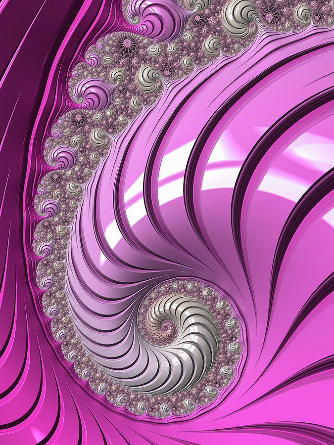 Endless Pink Fractal Spiral Digital Art by Matthias Hauser