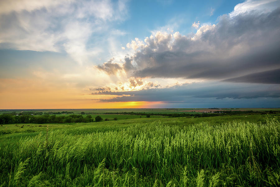 Sunset Photograph - Endless Spring - Sunset Over Prairie in Kansas by Southern Plains Photography