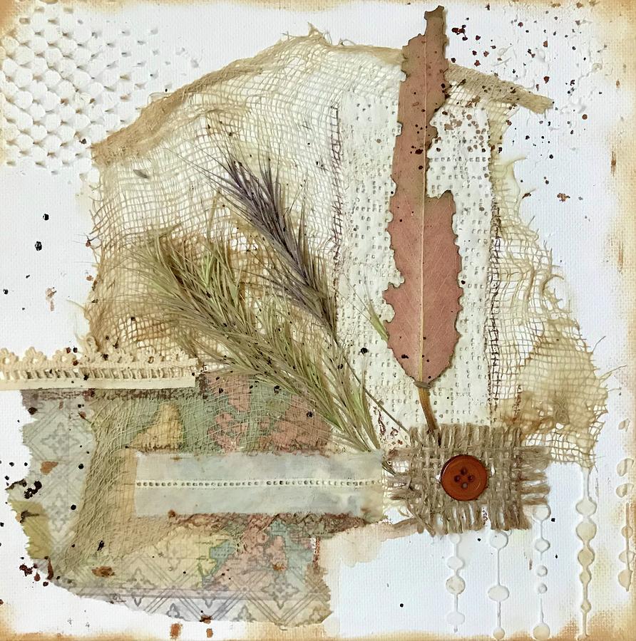 Rustic collage combining multiple natural elements #6 Painting by Diane Fujimoto