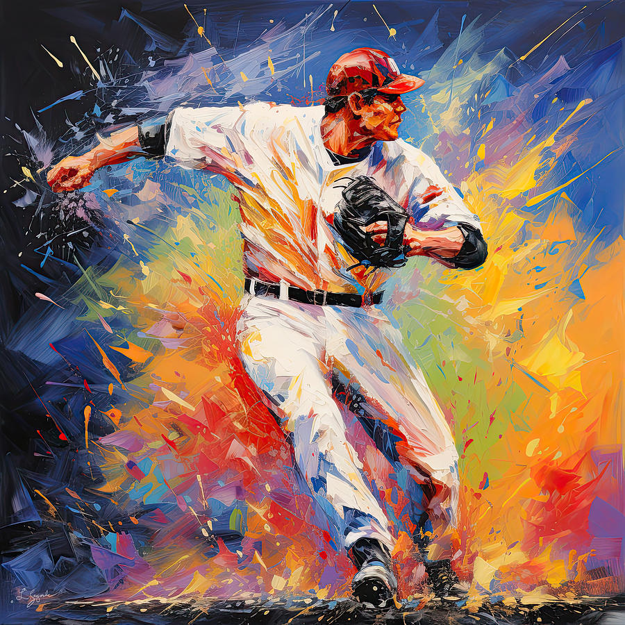 Energetic Impressionist Baseball Paintings Painting by Lourry Legarde