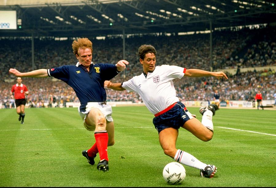 Eng v Scot Gary Lineker and Alex McLeish Photograph by Simon Bruty