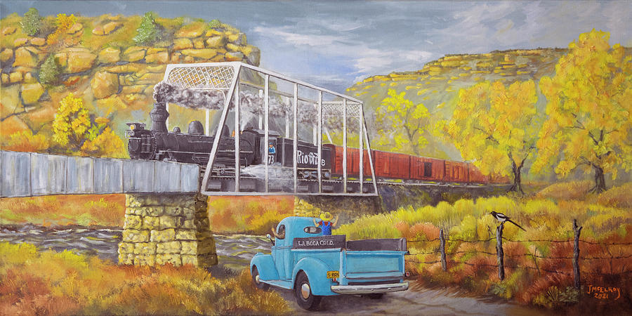 Engine #473 Arrives at La Boca, 1947 Painting by Jerry McElroy