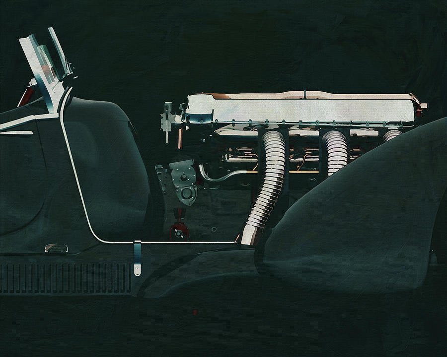 Engine compartment of a mercedes SSK 710 Painting by Jan Keteleer