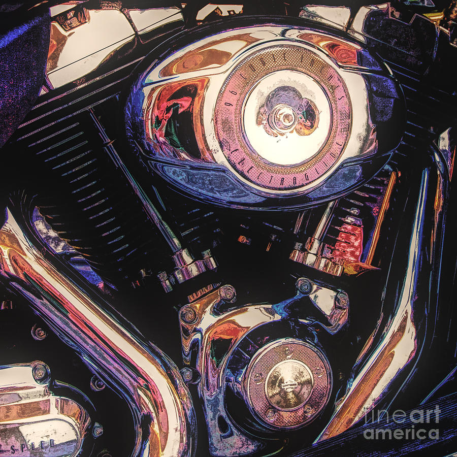 Engine of Motorcycle Digital Art by Phil Perkins