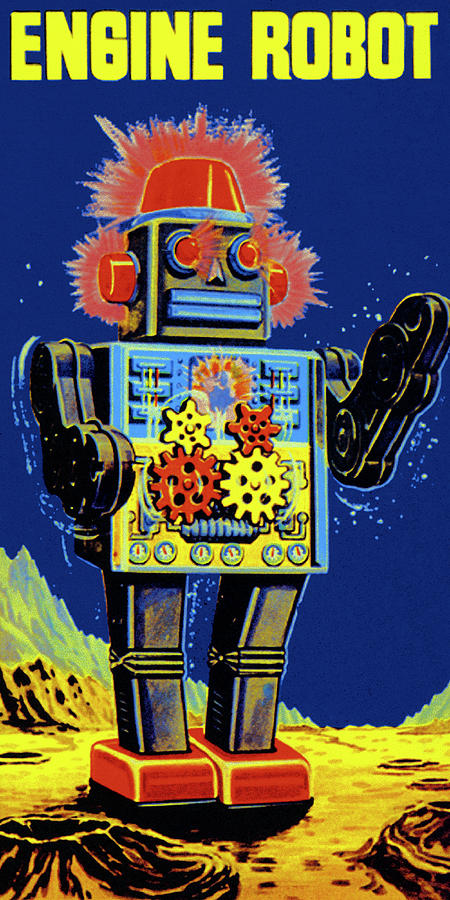 Vintage Drawing - Engine Robot by Vintage Toy Posters