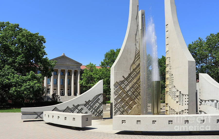 Engineering Fountain and Hovde Hall at Purdue University 7380 Photograph by Jack Schultz