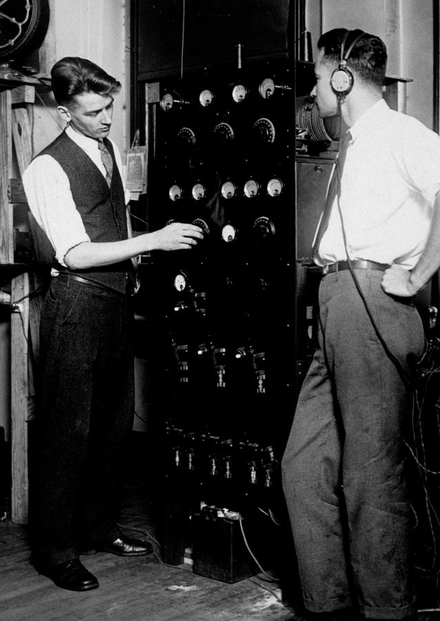 Engineers Testing A Transmitter At TV Station - 1928 Photograph by War Is Hell Store