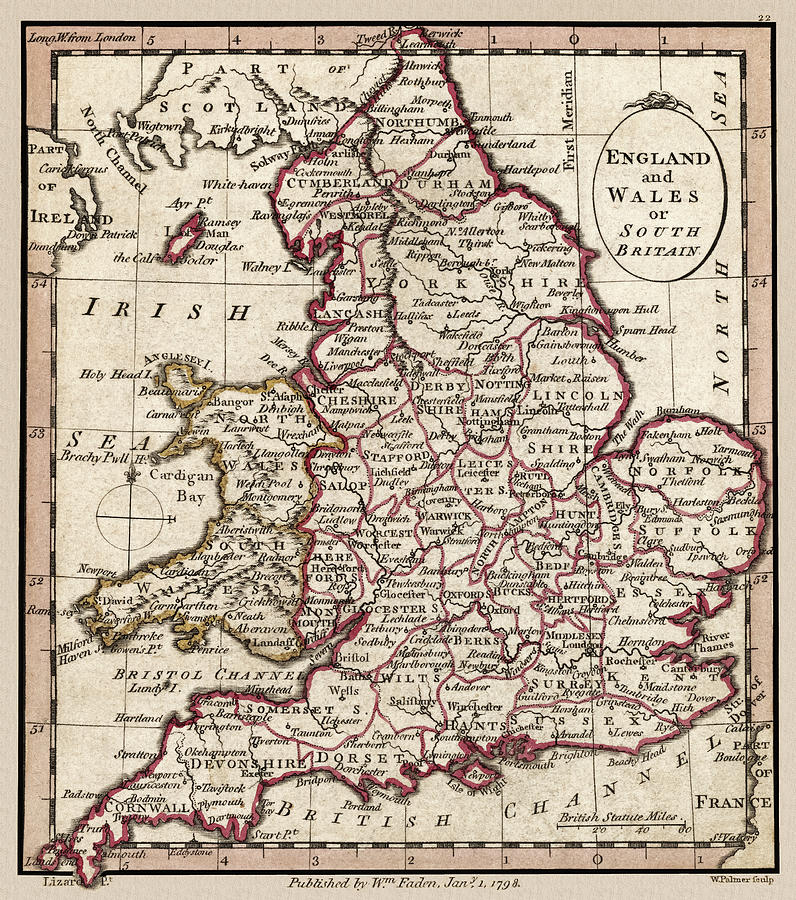 England and Wales 1804 Map Photograph by Phil Cardamone
