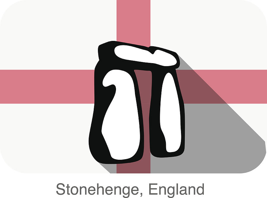 England Stonehenge, landmark flat icon design Drawing by Hakule